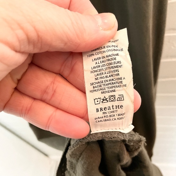 Prana Mini Dress Boho Crochet Olive Green 100% cotton V surplice neck Eco S - Picture 13 of 15